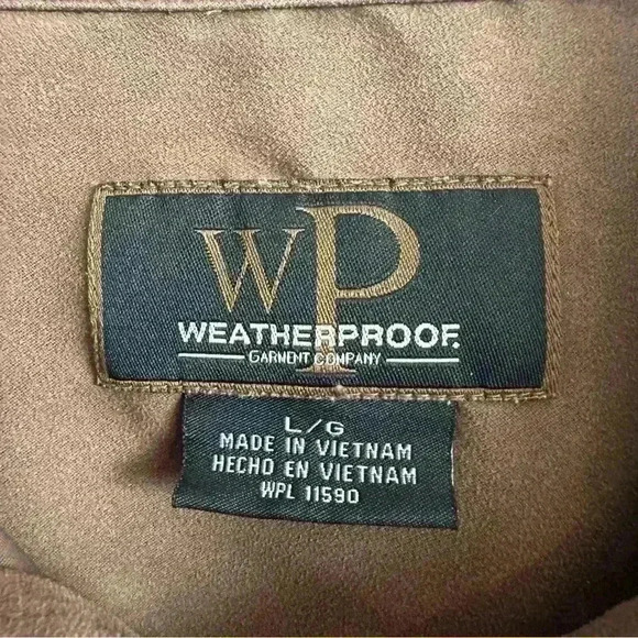 Weatherproof Button Up Shirt Flip Cuff Long Sleeve Mens Size Large Brown - Picture 5 of 11